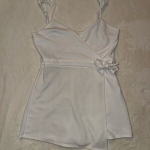 Alter’d State White Wrap Romper Dress Sleeveless Ruffle Strap Size L Bridal